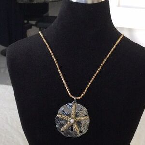 Gold and Silver Starfish Pendant Necklace NWOT